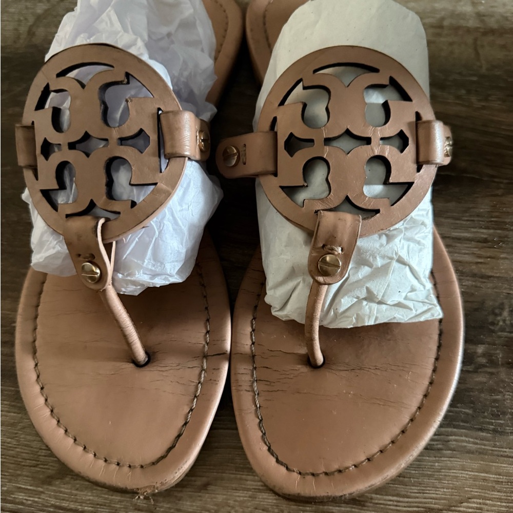 Tory Burch Tan Medallion Sandals